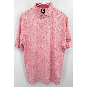 Footjoy Polo Shirt Mens M FJ Pink Sunflower Floral White‎ Eagle Golf Club